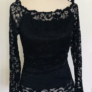 Colleen Lopez black sheer tops size :S
